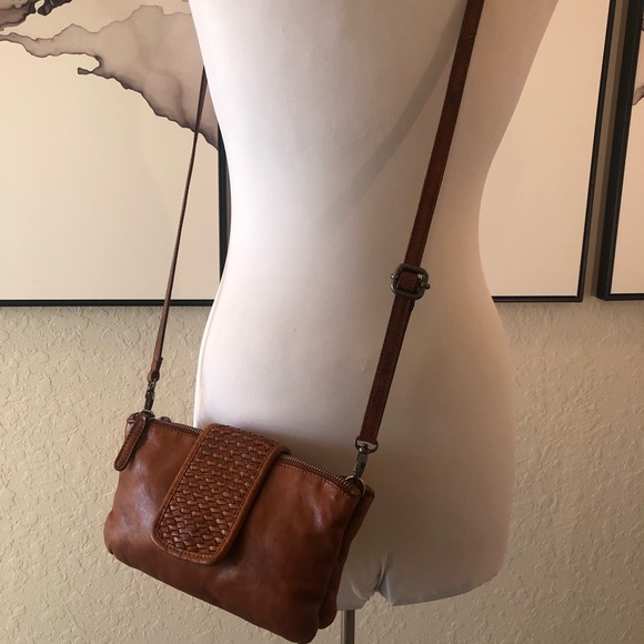 Vilenca Holland super soft Leather Crossbody purse Adjustable strap boho Cognac - Picture 2 of 11